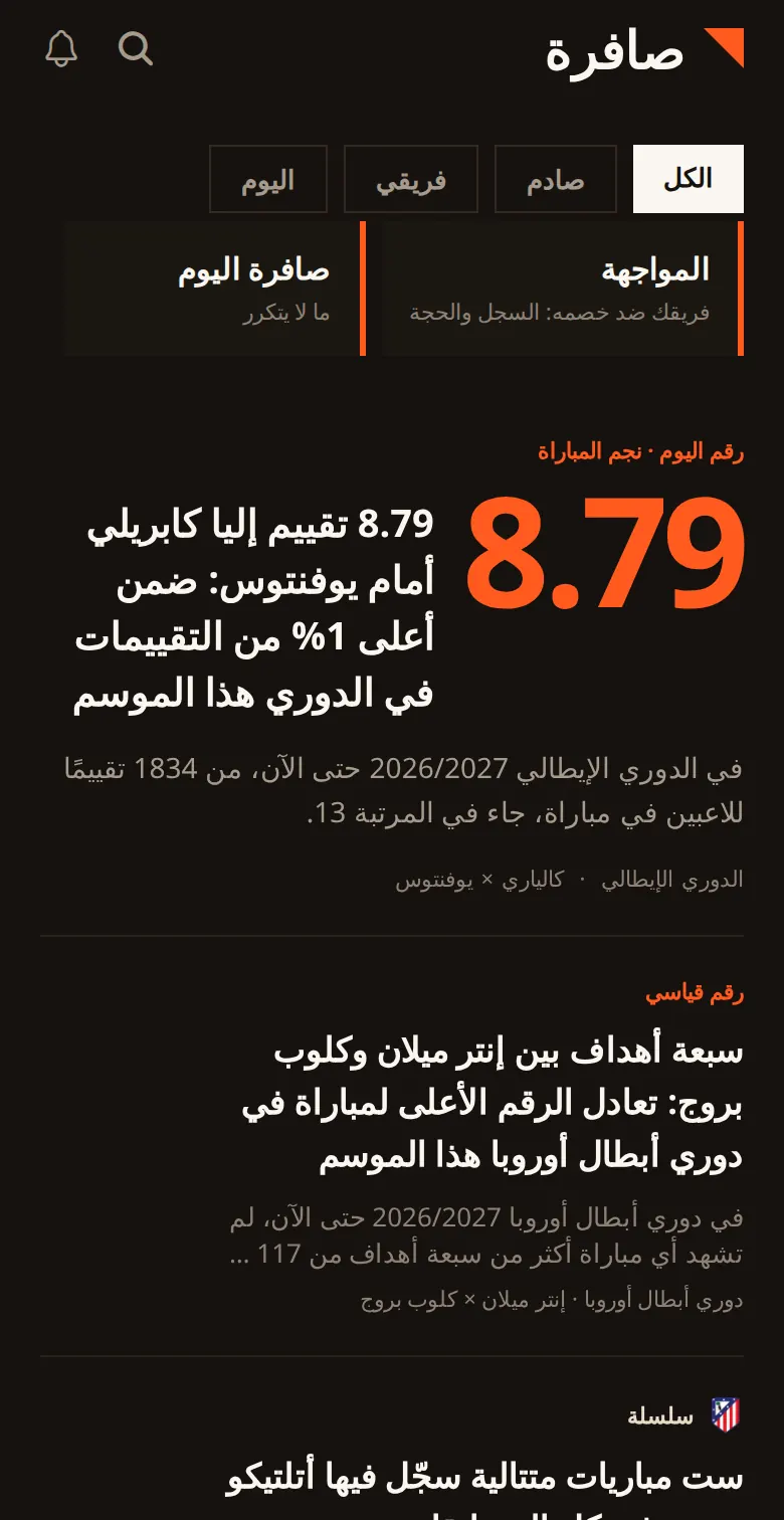 شاشة صافرة: رقم اليوم، تقييم 8.79 ضمن أعلى 1% في الدوري الإيطالي